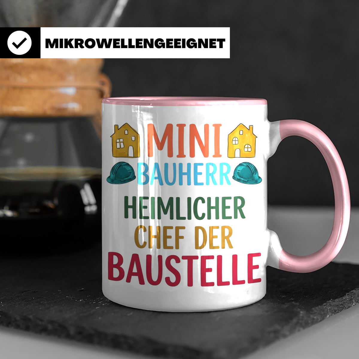 Mini Bauherr Tasse Heimlicher Chef der Baustelle Geschenk fü – Rosa [farbe:rosa]