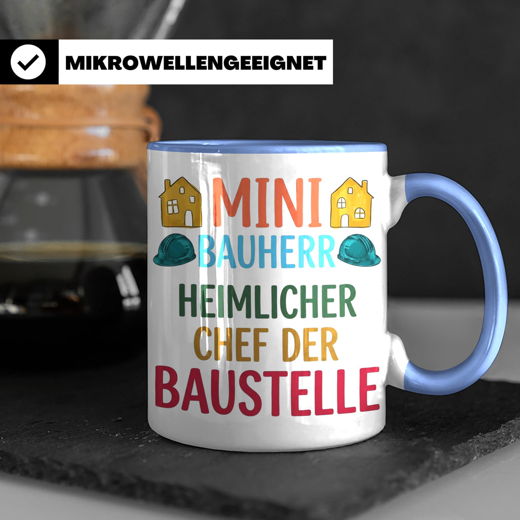 Mini Bauherr Tasse Heimlicher Chef der Baustelle Geschenk fü – Blau [farbe:blau]