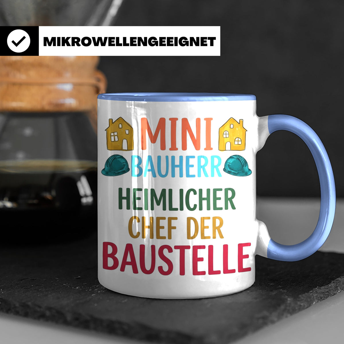 Mini Bauherr Tasse Heimlicher Chef der Baustelle Geschenk fü – Blau [farbe:blau]