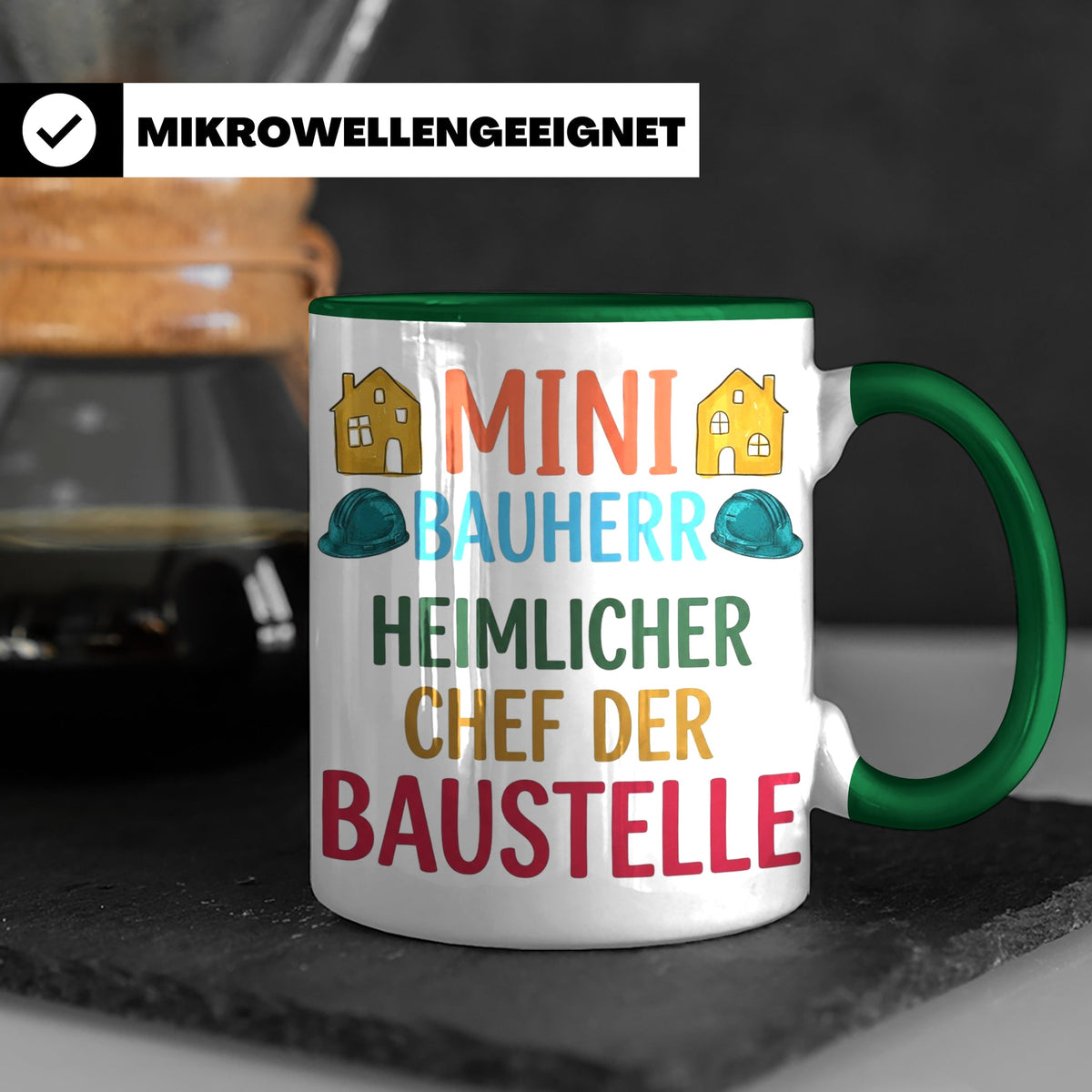Mini Bauherr Tasse Heimlicher Chef der Baustelle Geschenk fü – Grün [farbe:grün]