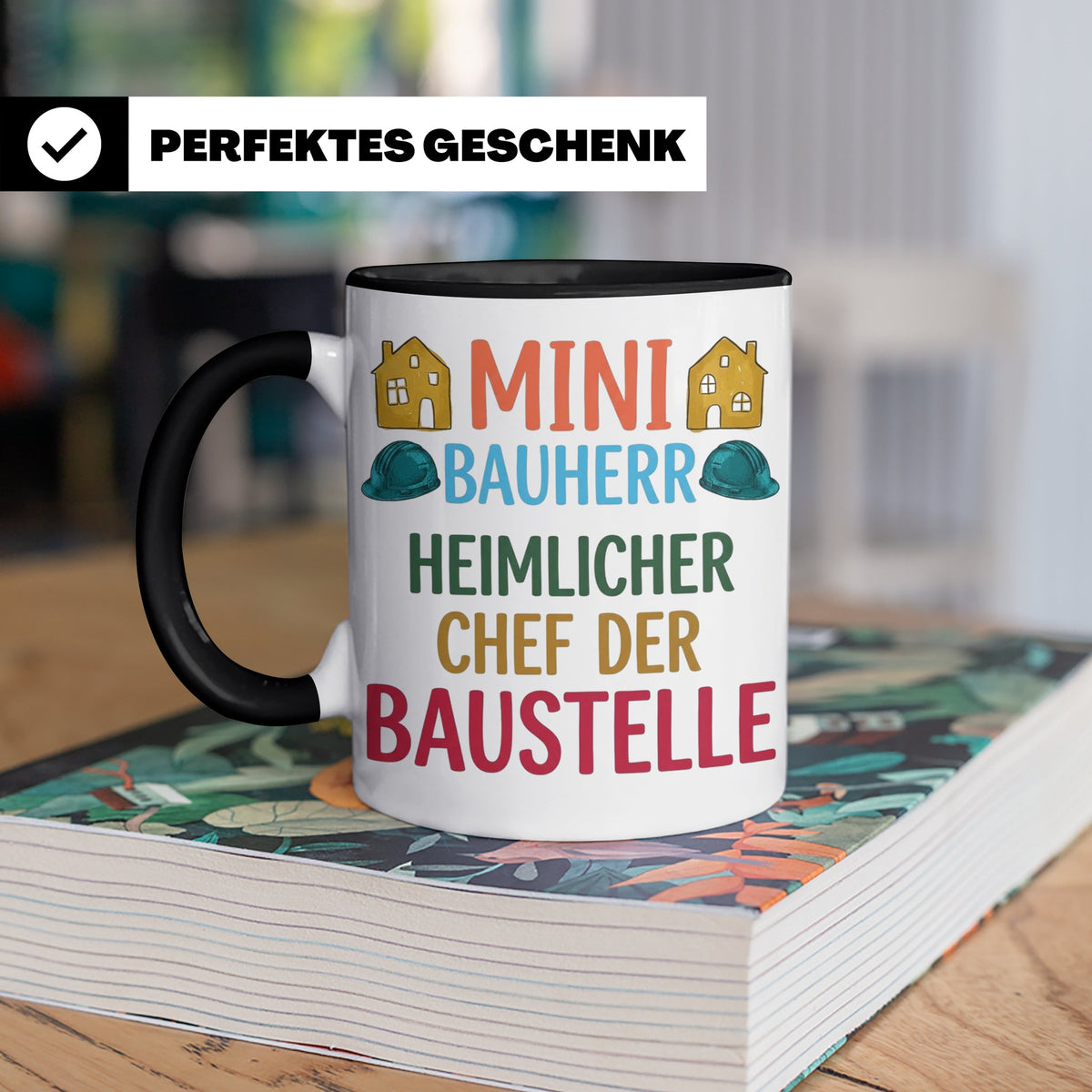 Mini Bauherr Tasse Heimlicher Chef der Baustelle Geschenk fü – Schwarz [farbe:schwarz]