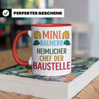 Mini Bauherr Tasse Heimlicher Chef der Baustelle Geschenk fü – Rot [farbe:rot]