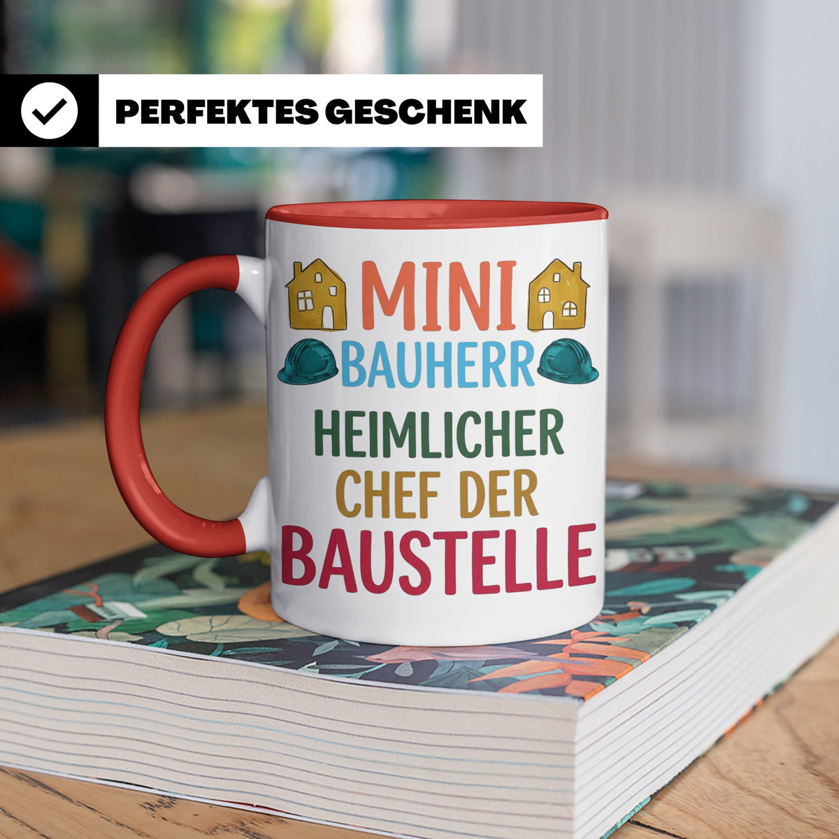 Mini Bauherr Tasse Heimlicher Chef der Baustelle Geschenk fü – Rot [farbe:rot]