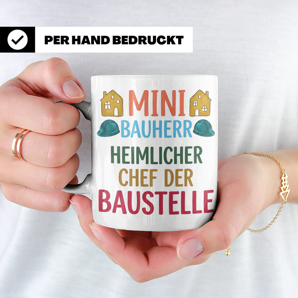 Mini Bauherr Tasse Heimlicher Chef der Baustelle Geschenk fü – Weiß [farbe:weiß]