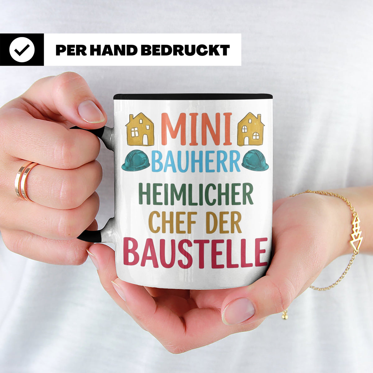 Mini Bauherr Tasse Heimlicher Chef der Baustelle Geschenk fü – Schwarz [farbe:schwarz]