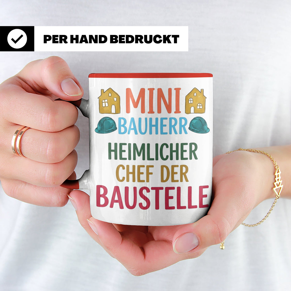 Mini Bauherr Tasse Heimlicher Chef der Baustelle Geschenk fü – Rot [farbe:rot]