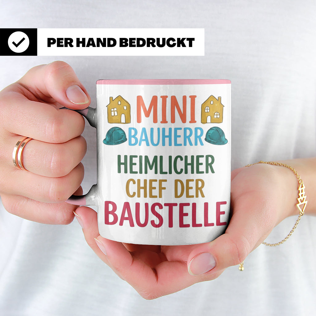 Mini Bauherr Tasse Heimlicher Chef der Baustelle Geschenk fü – Rosa [farbe:rosa]