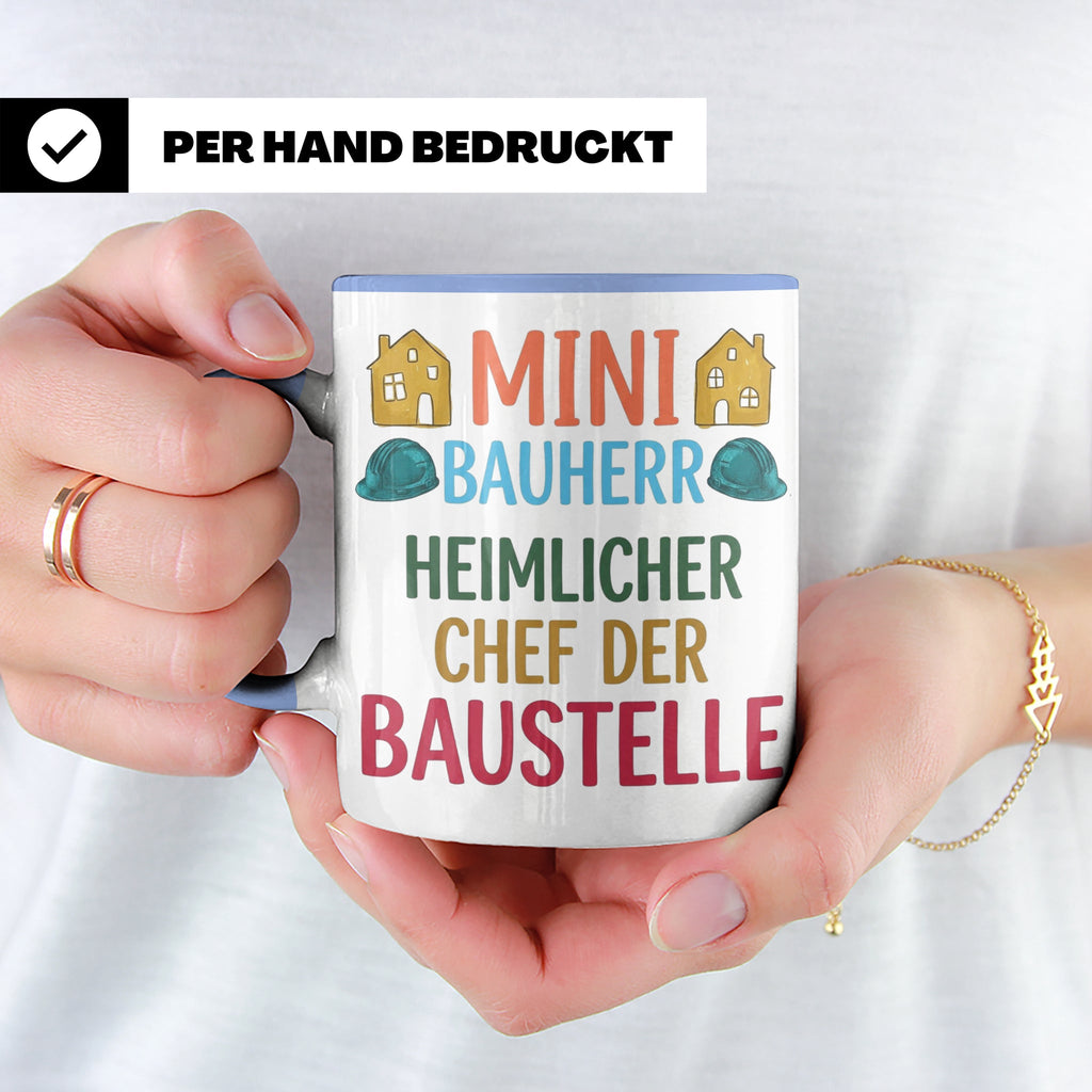 Mini Bauherr Tasse Heimlicher Chef der Baustelle Geschenk fü – Blau [farbe:blau]