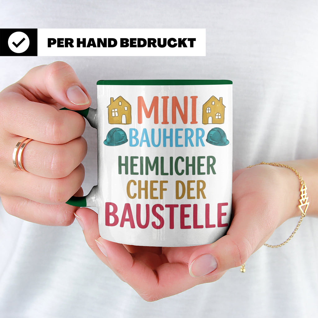 Mini Bauherr Tasse Heimlicher Chef der Baustelle Geschenk fü – Grün [farbe:grün]