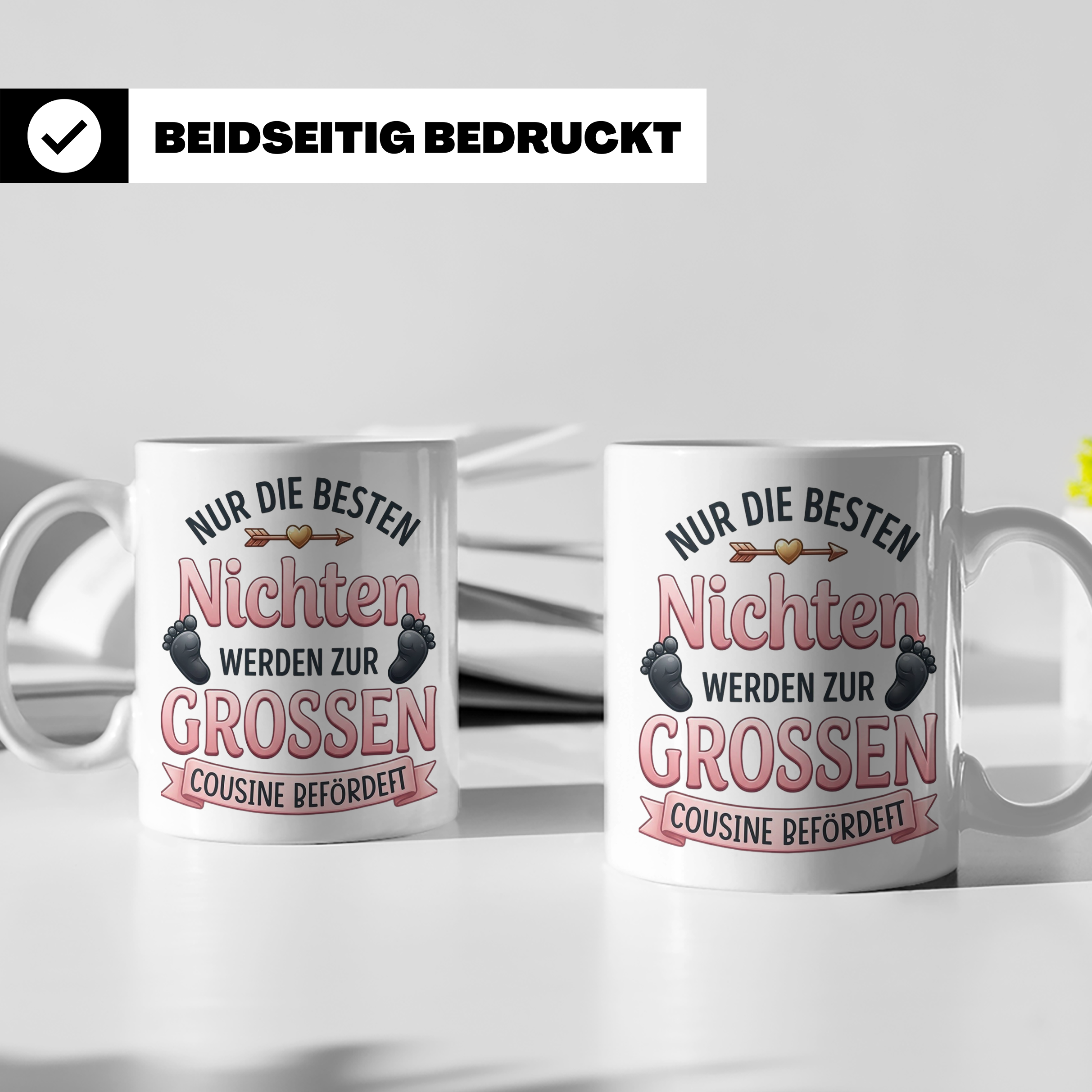 Große Cousine Tasse für Nichte | Beförderung zur Cousine | G – Weiß [farbe:weiß]