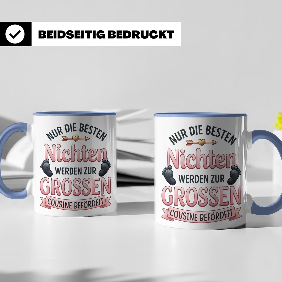 Große Cousine Tasse für Nichte | Beförderung zur Cousine | G – Blau [farbe:blau]