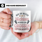 Große Cousine Tasse für Nichte | Beförderung zur Cousine | G – Weiß [farbe:weiß]