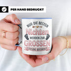 Große Cousine Tasse für Nichte | Beförderung zur Cousine | G – Blau [farbe:blau]