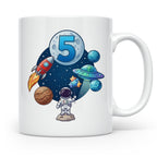 5. Geburtstag Tasse Junge mit Astronaut & Rakete, Weltraum G – Weiß [farbe:weiß]