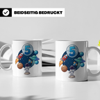 5. Geburtstag Tasse Junge mit Astronaut & Rakete, Weltraum G – Weiß [farbe:weiß]
