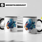5. Geburtstag Tasse Junge mit Astronaut & Rakete, Weltraum G – Schwarz [farbe:schwarz]