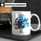 5. Geburtstag Tasse Junge mit Astronaut & Rakete, Weltraum G – Weiß [farbe:weiß]