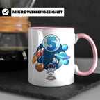 5. Geburtstag Tasse Junge mit Astronaut & Rakete, Weltraum G – Rosa [farbe:rosa]
