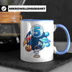 5. Geburtstag Tasse Junge mit Astronaut & Rakete, Weltraum G – Blau [farbe:blau]