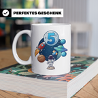 5. Geburtstag Tasse Junge mit Astronaut & Rakete, Weltraum G – Weiß [farbe:weiß]