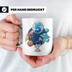 5. Geburtstag Tasse Junge mit Astronaut & Rakete, Weltraum G – Weiß [farbe:weiß]