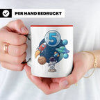 5. Geburtstag Tasse Junge mit Astronaut & Rakete, Weltraum G – Rot [farbe:rot]