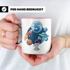5. Geburtstag Tasse Junge mit Astronaut & Rakete, Weltraum G – Rosa [farbe:rosa]
