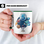 5. Geburtstag Tasse Junge mit Astronaut & Rakete, Weltraum G – Grün [farbe:grün]