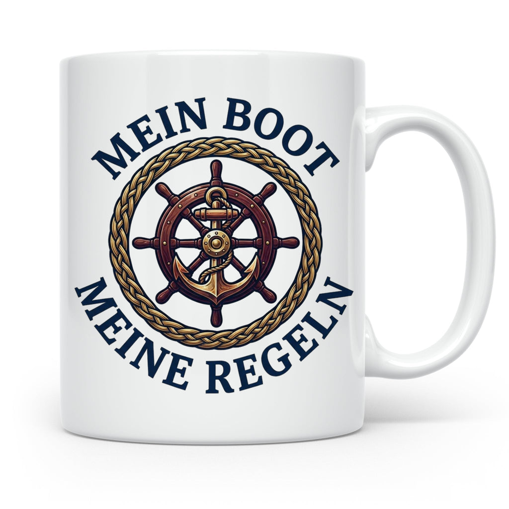 Mein Boot Meine Regeln Tasse, Geschenk für Kapitän & Bootsbe – Weiß [farbe:weiß]