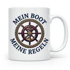 Mein Boot Meine Regeln Tasse, Geschenk für Kapitän & Bootsbe – Weiß [farbe:weiß]
