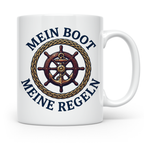 Mein Boot Meine Regeln Tasse, Geschenk für Kapitän & Bootsbe – Weiß [farbe:weiß]