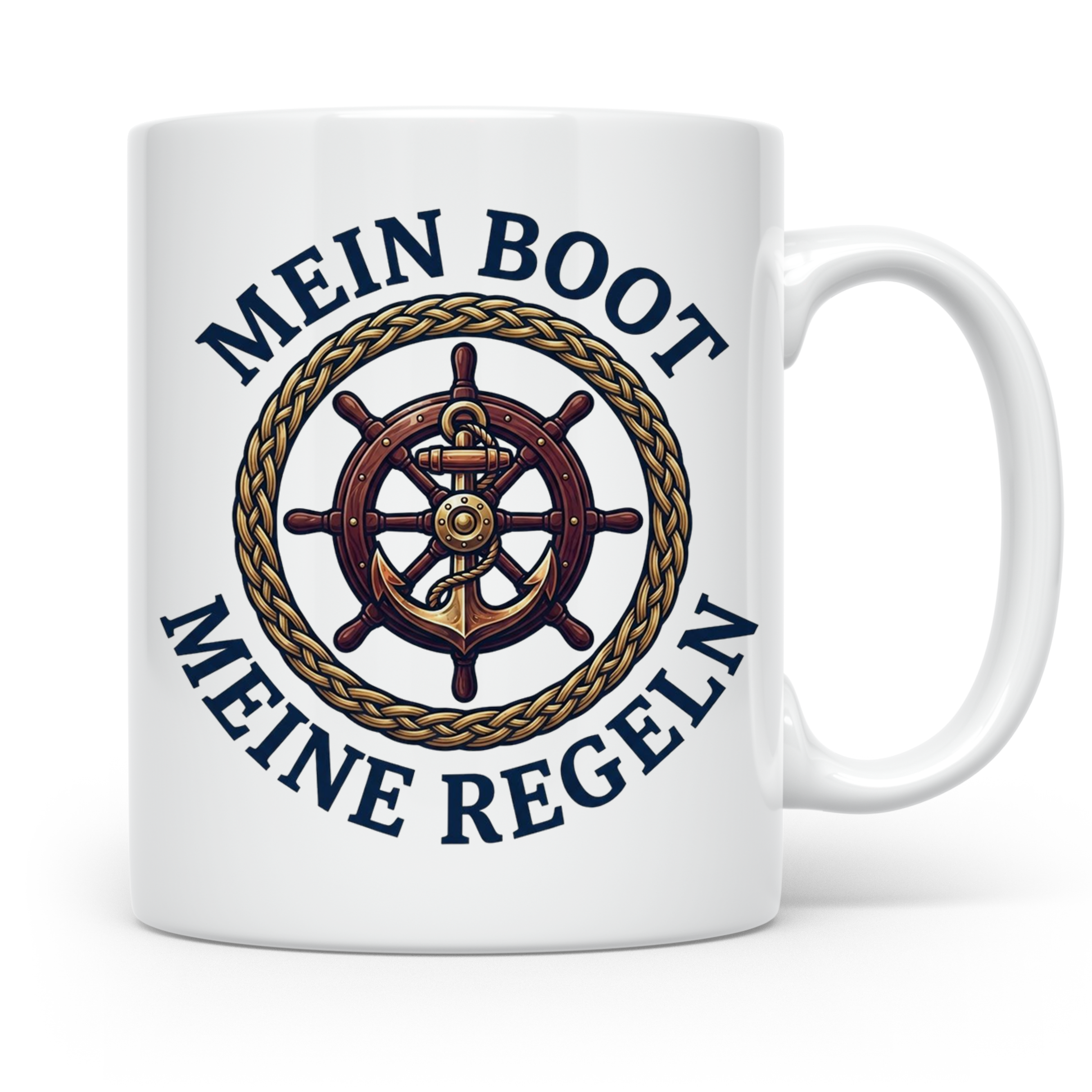 Mein Boot Meine Regeln Tasse, Geschenk für Kapitän & Bootsbe – Weiß [farbe:weiß]