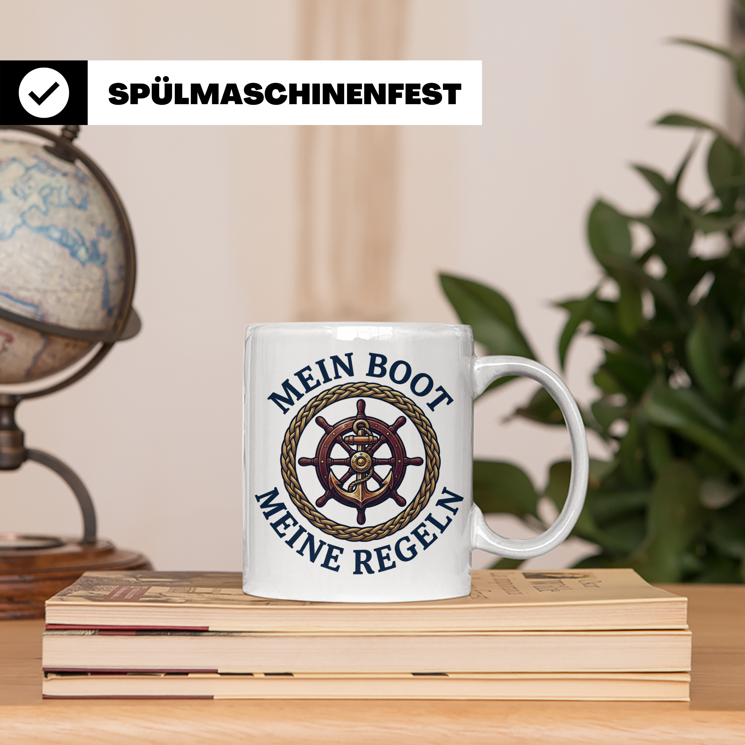 Mein Boot Meine Regeln Tasse, Geschenk für Kapitän & Bootsbe – Weiß [farbe:weiß]