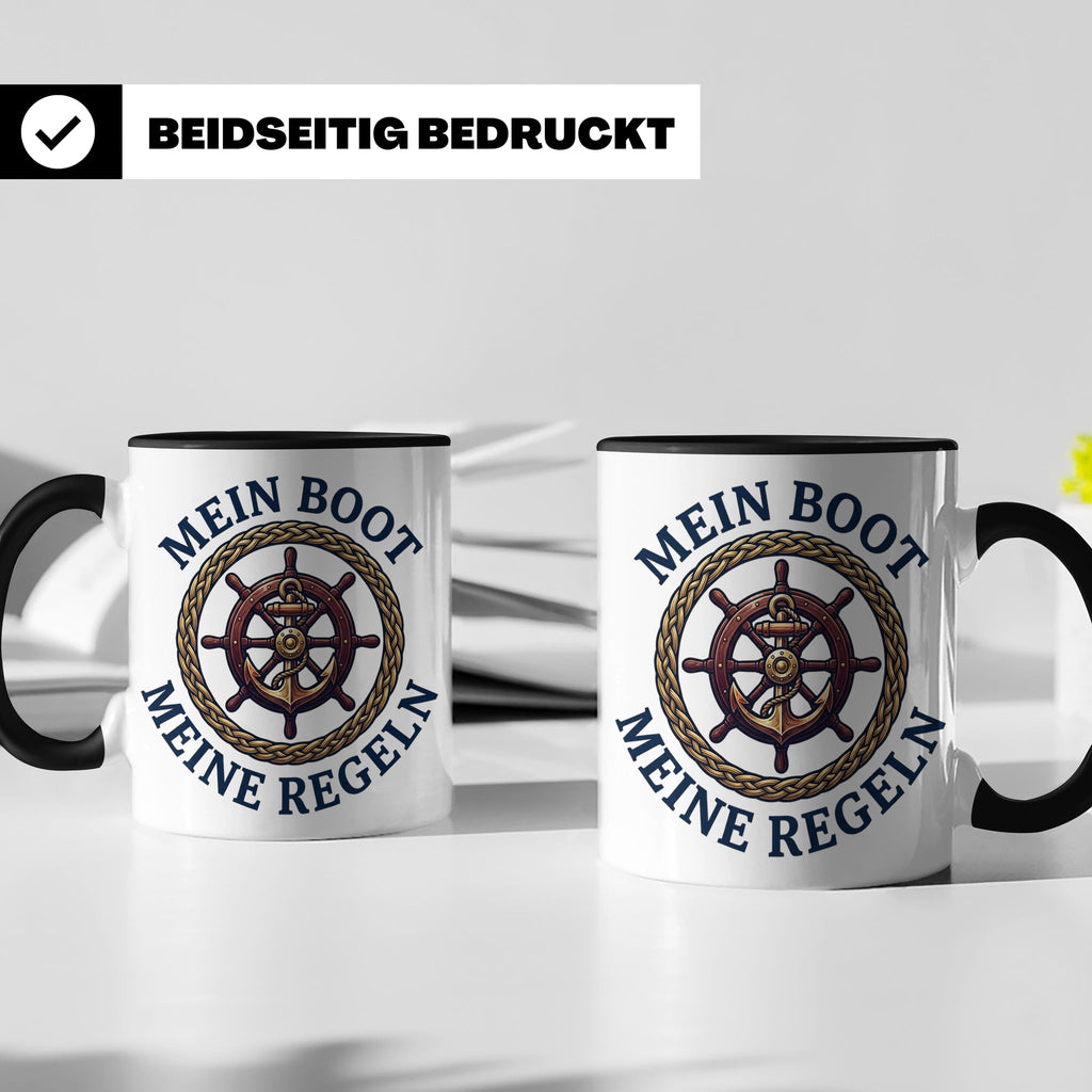 Mein Boot Meine Regeln Tasse, Geschenk für Kapitän & Bootsbe – Schwarz [farbe:schwarz]