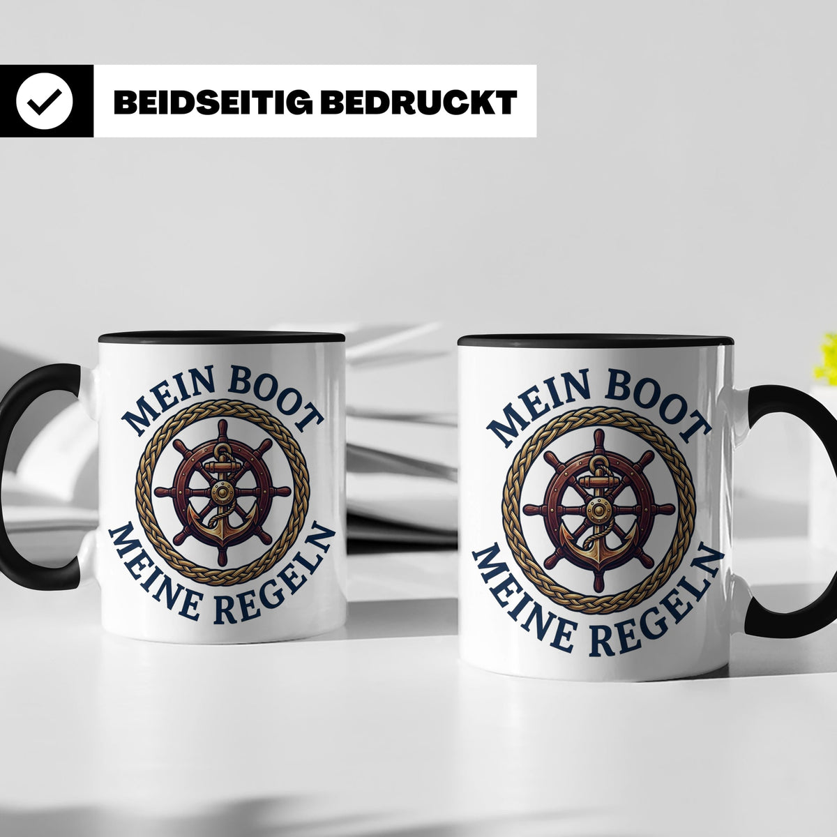 Mein Boot Meine Regeln Tasse, Geschenk für Kapitän & Bootsbe – Schwarz [farbe:schwarz]