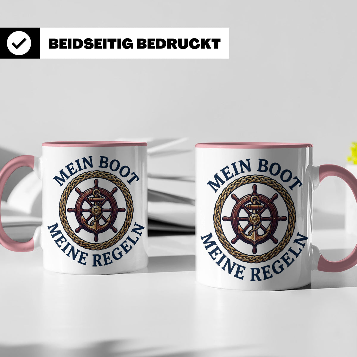 Mein Boot Meine Regeln Tasse, Geschenk für Kapitän & Bootsbe – Rosa [farbe:rosa]