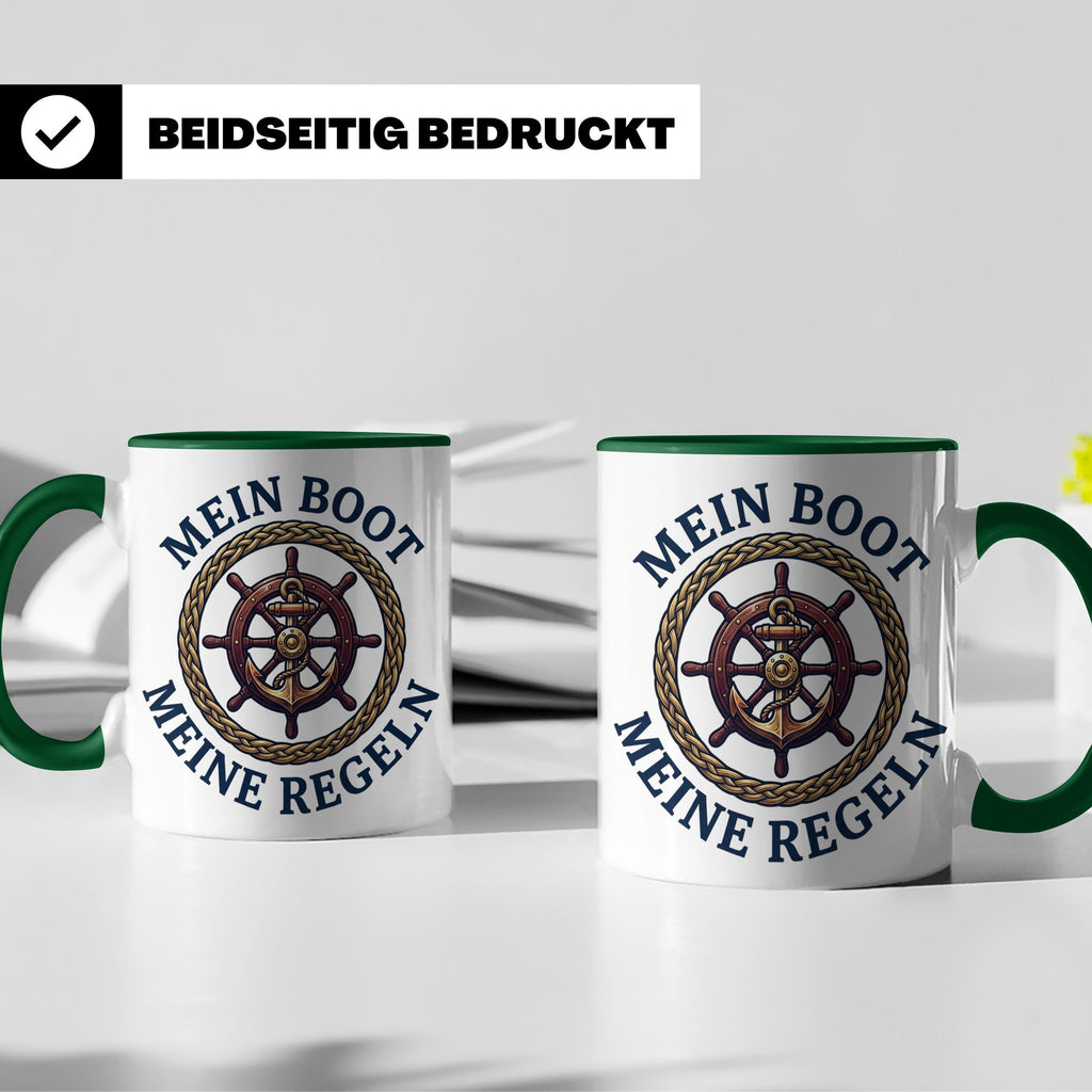 Mein Boot Meine Regeln Tasse, Geschenk für Kapitän & Bootsbe – Grün [farbe:grün]