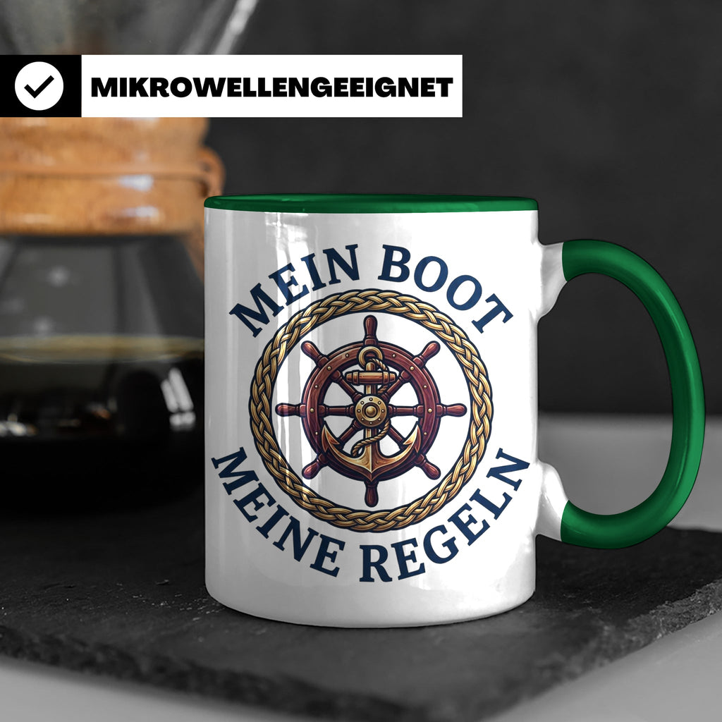 Mein Boot Meine Regeln Tasse, Geschenk für Kapitän & Bootsbe – Grün [farbe:grün]