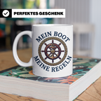 Mein Boot Meine Regeln Tasse, Geschenk für Kapitän & Bootsbe – Weiß [farbe:weiß]