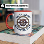 Mein Boot Meine Regeln Tasse, Geschenk für Kapitän & Bootsbe – Rot [farbe:rot]