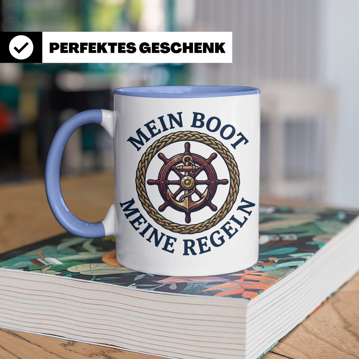 Mein Boot Meine Regeln Tasse, Geschenk für Kapitän & Bootsbe – Blau [farbe:blau]