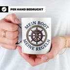 Mein Boot Meine Regeln Tasse, Geschenk für Kapitän & Bootsbe – Weiß [farbe:weiß]