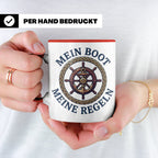 Mein Boot Meine Regeln Tasse, Geschenk für Kapitän & Bootsbe – Rot [farbe:rot]