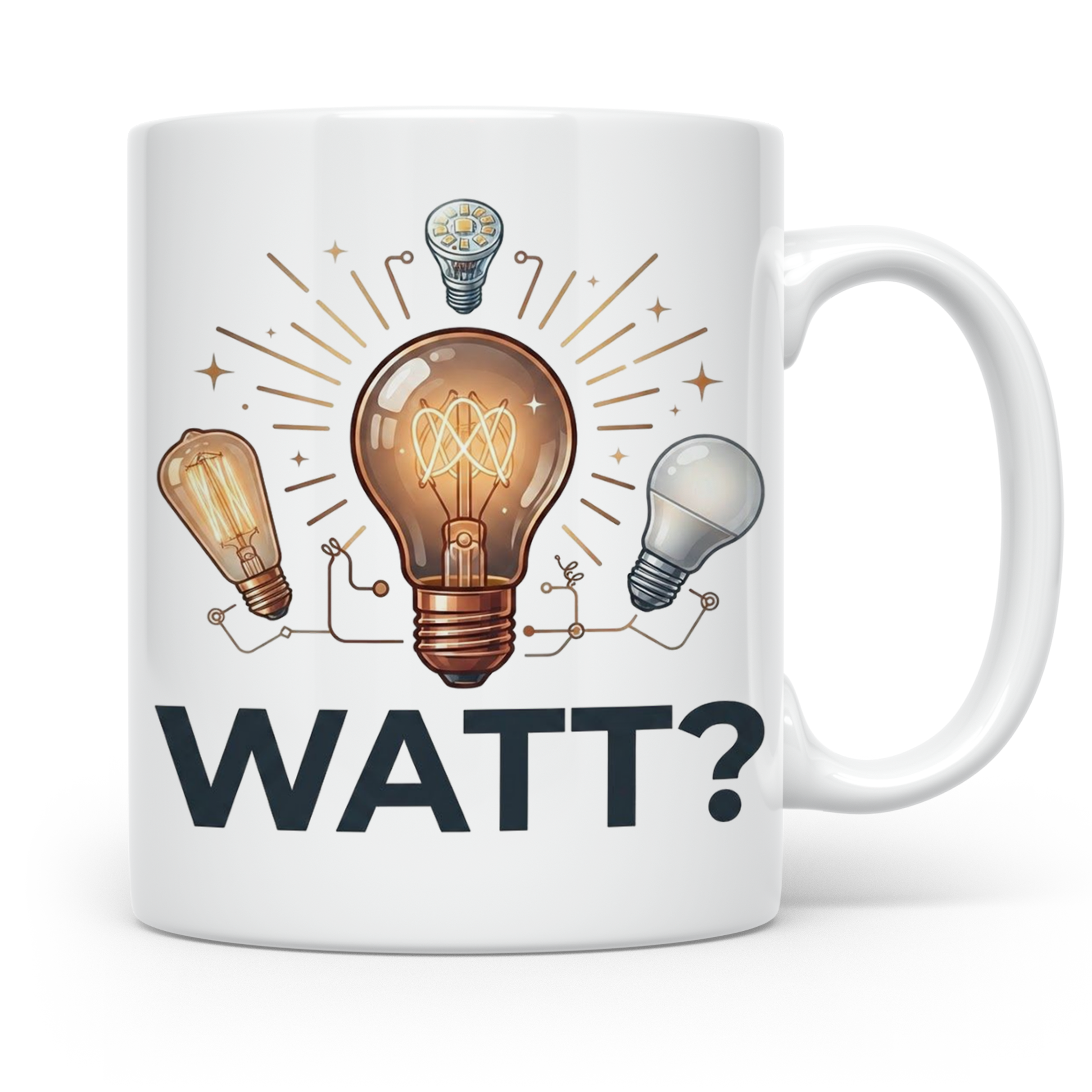 Elektriker Tasse WATT? Spruch, Kaffeetasse für Elektroniker, – Weiß [farbe:weiß]