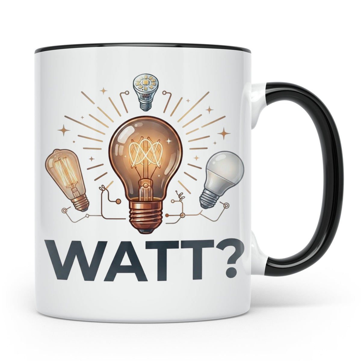 Elektriker Tasse WATT? Spruch, Kaffeetasse für Elektroniker, – Schwarz [farbe:schwarz]