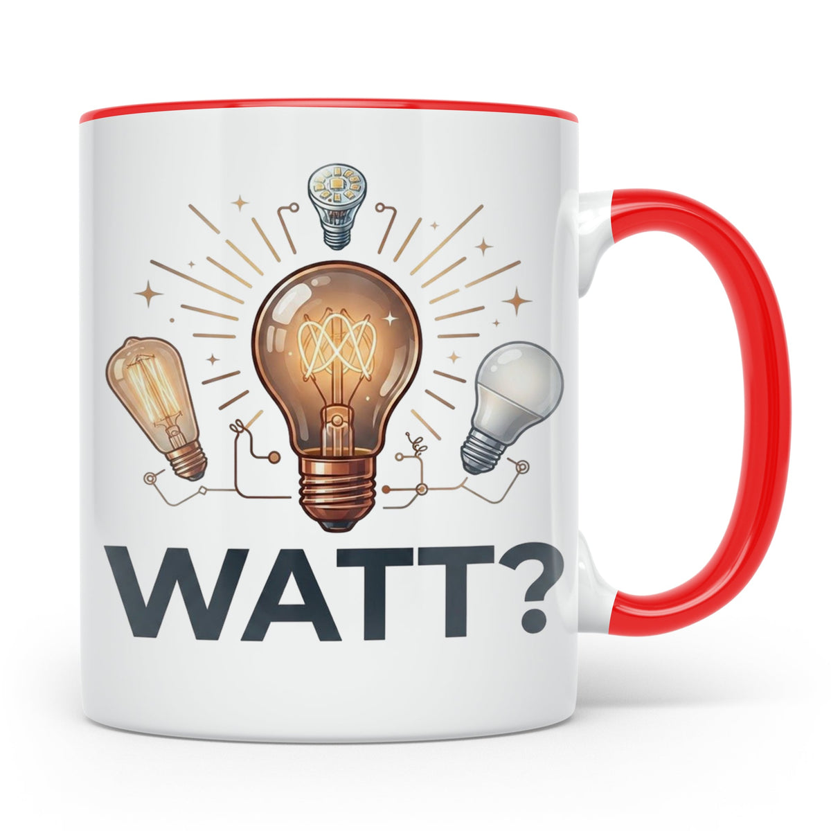 Elektriker Tasse WATT? Spruch, Kaffeetasse für Elektroniker, – Rot [farbe:rot]