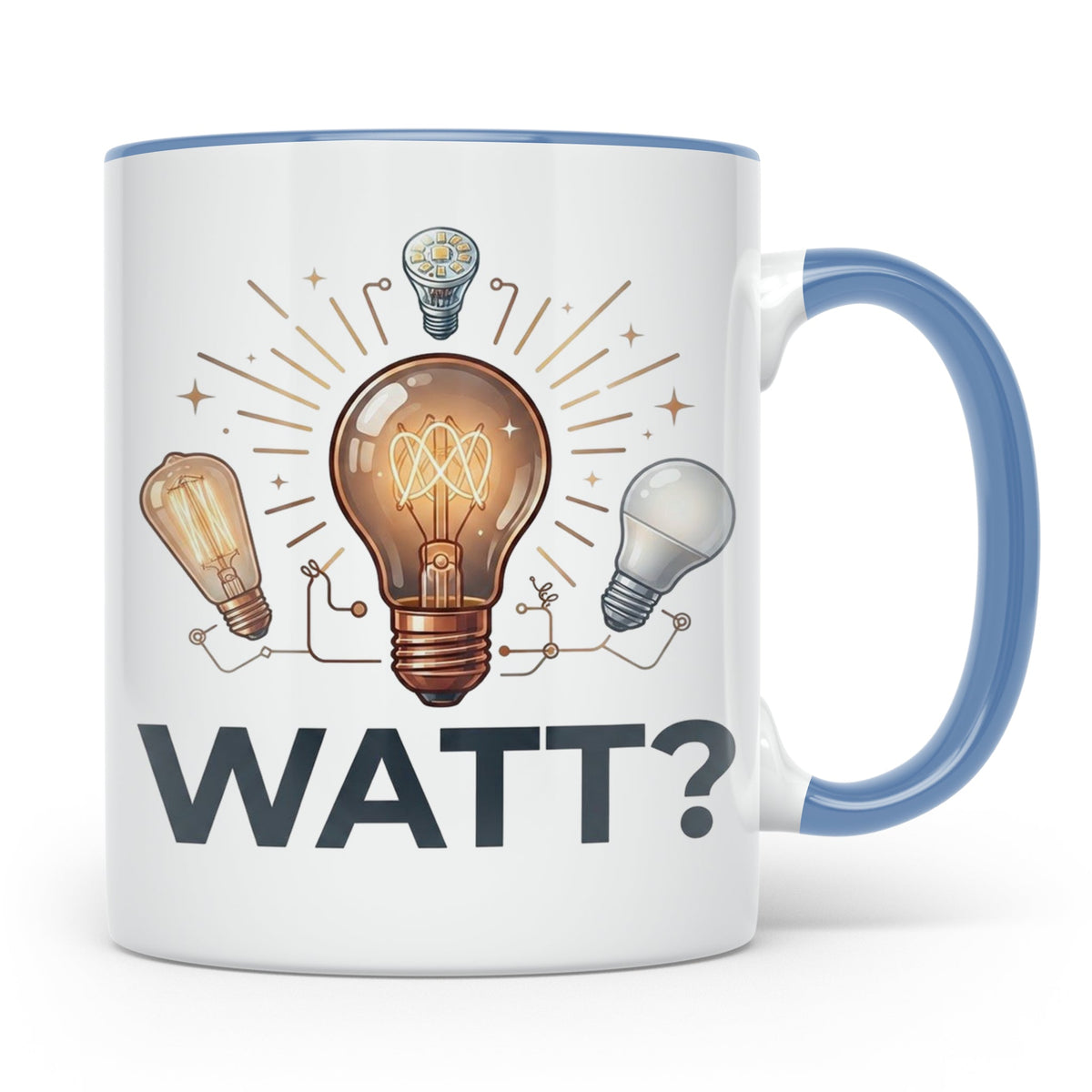 Elektriker Tasse WATT? Spruch, Kaffeetasse für Elektroniker, – Blau [farbe:blau]