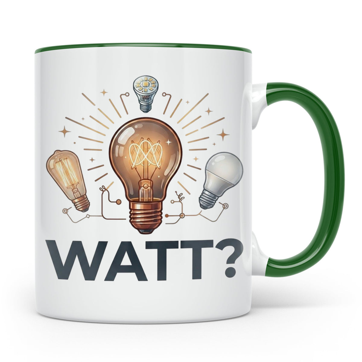 Elektriker Tasse WATT? Spruch, Kaffeetasse für Elektroniker, – Grün [farbe:grün]