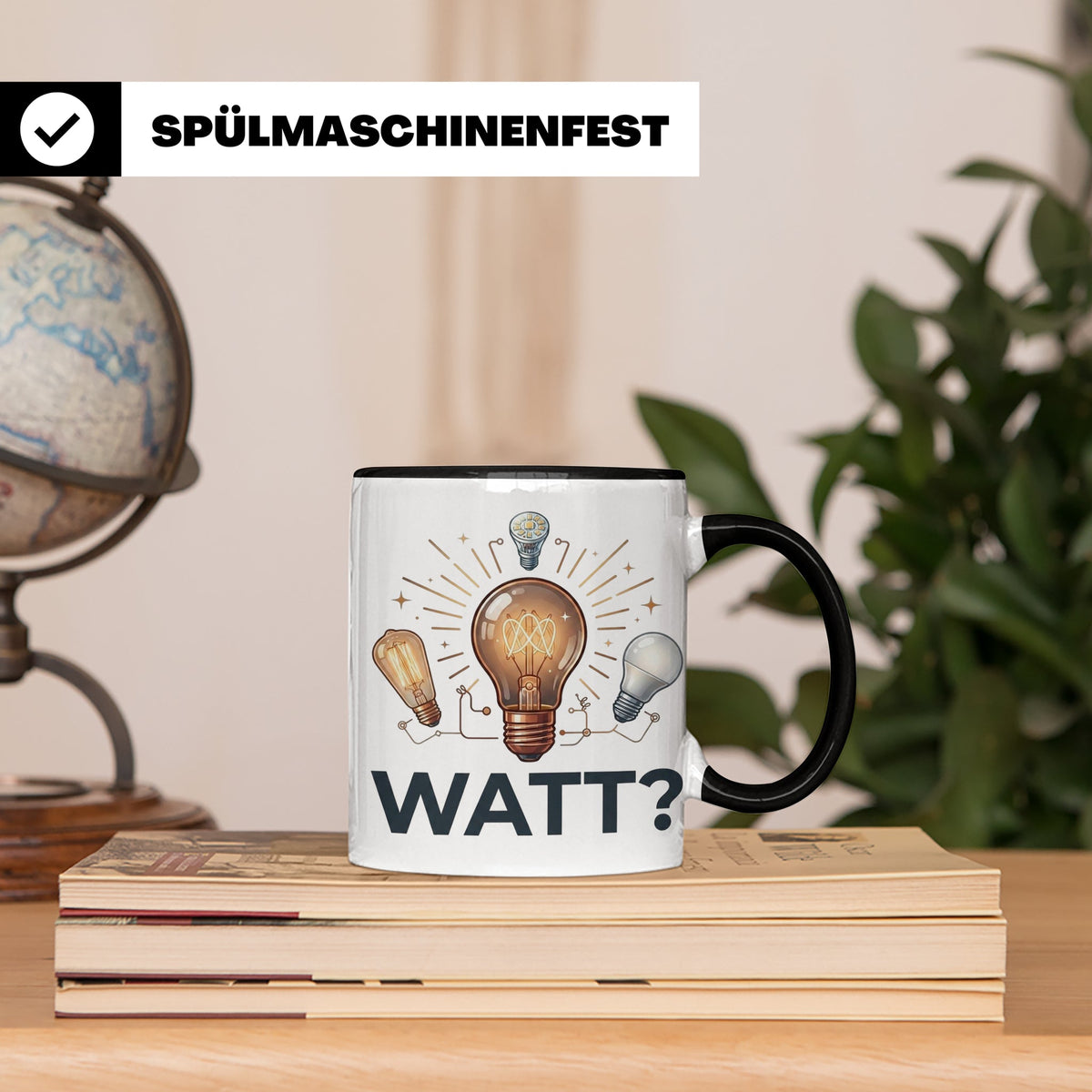 Elektriker Tasse WATT? Spruch, Kaffeetasse für Elektroniker, – Schwarz [farbe:schwarz]