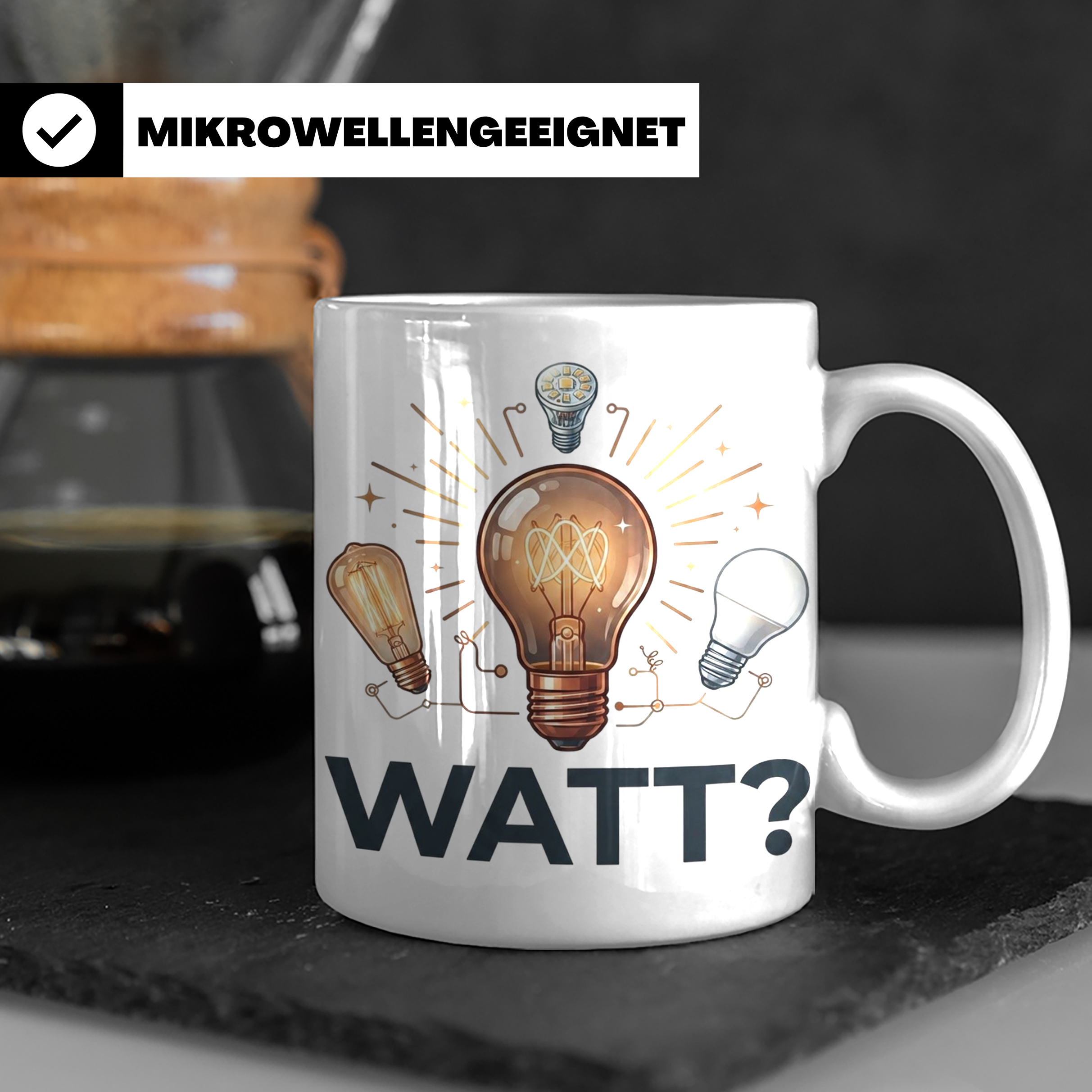 Elektriker Tasse WATT? Spruch, Kaffeetasse für Elektroniker, – Weiß [farbe:weiß]